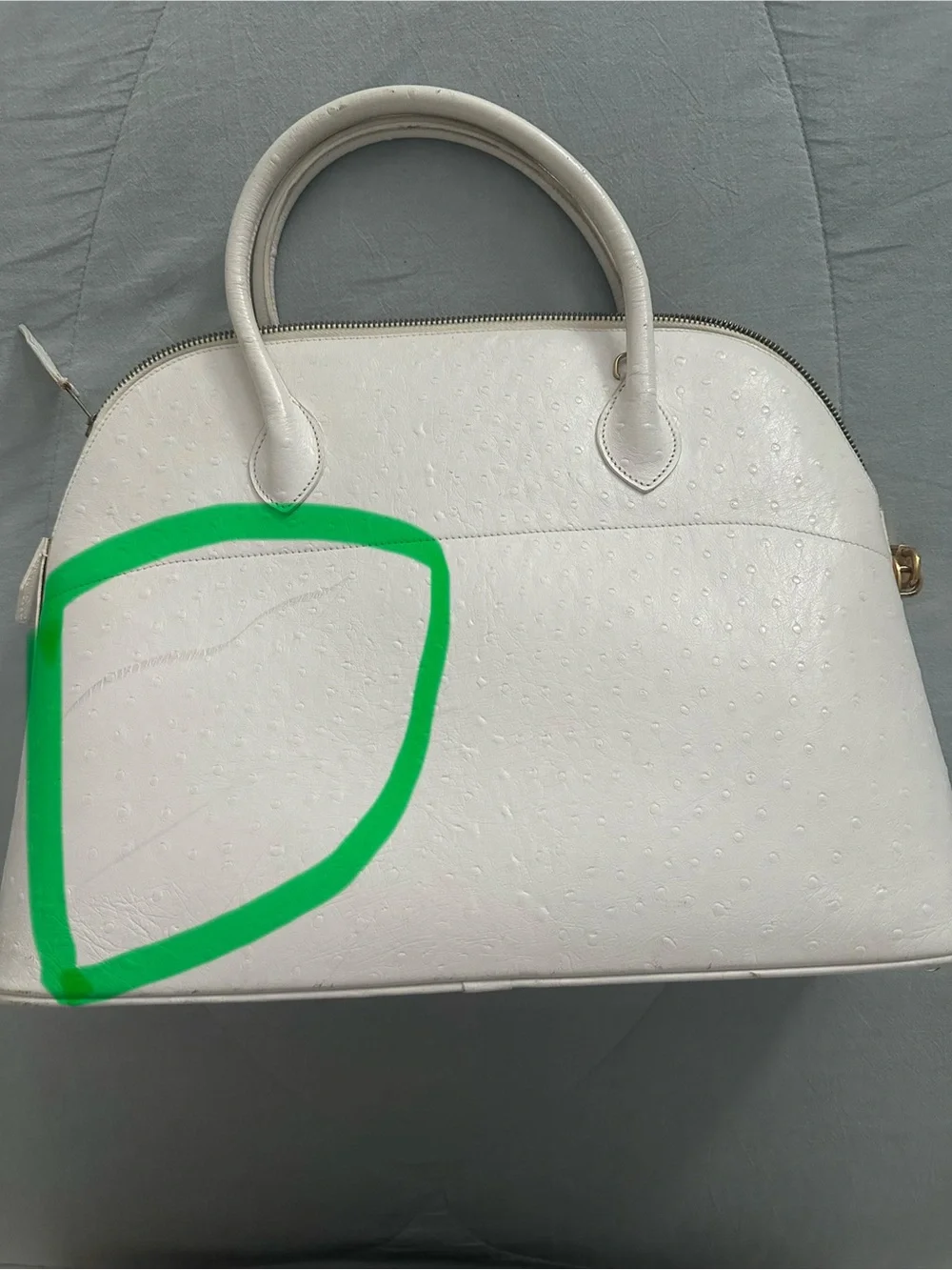 Hermes White Ostrich Bolide Bag